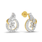 Lab Grown Diamond Earrings 0.83 Carat IGI Certified Round Shape 925 Sterling Silver Yellow Gold Plated Floral Earrings