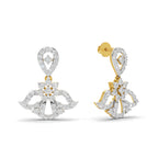 Lab Grown Diamond Earrings 1.72 Carat IGI Certified Round Shape 925 Sterling Silver Yellow Gold Plated Fashion Dangle Earrings