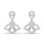 Lab Grown Diamond Earrings 1.72 Carat IGI Certified Round Shape 925 Sterling Silver Yellow Gold Plated Fashion Dangle Earrings
