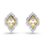 Lab Grown Diamond Earrings 0.27 Carat IGI Certified Round Shape 925 Sterling Silver Gold Plated Dual Tone Spade Stud Earrings