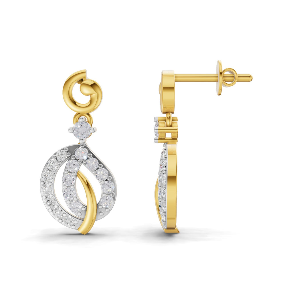 Lab Grown Diamond Earrings 0.59 Carat IGI Certified Round Shape 925 Sterling Silver Yellow Gold Plated Fashion DangleEarrings