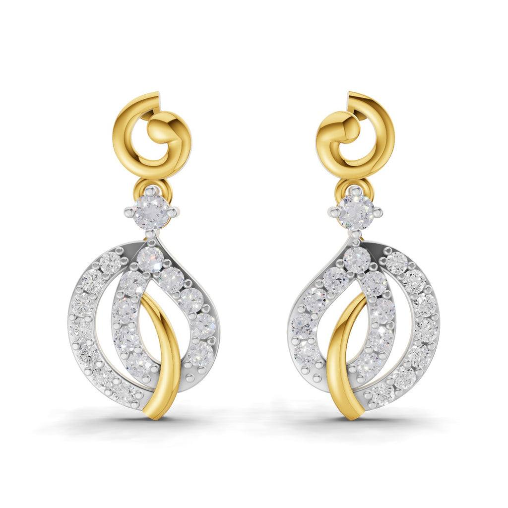 Lab Grown Diamond Earrings 0.59 Carat IGI Certified Round Shape 925 Sterling Silver Yellow Gold Plated Fashion DangleEarrings