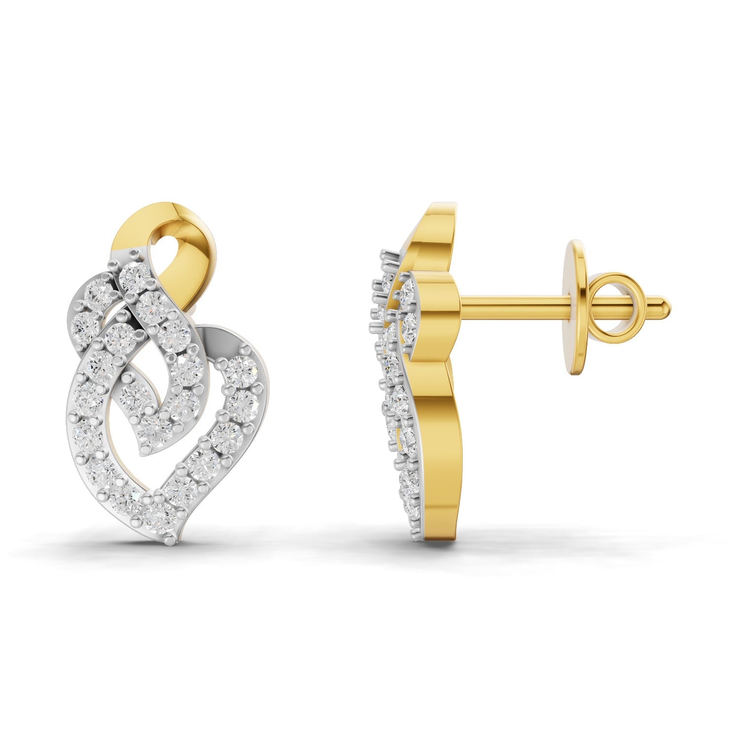 Lab Grown Diamond Earrings 0.47 Carat IGI Certified Round Shape 925 Sterling Silver Yellow Gold Plated Fashion Stud Earrings