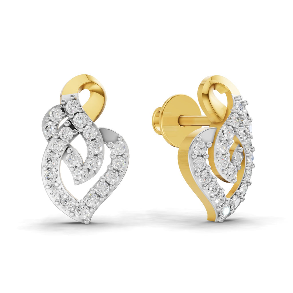 Lab Grown Diamond Earrings 0.47 Carat IGI Certified Round Shape 925 Sterling Silver Yellow Gold Plated Fashion Stud Earrings