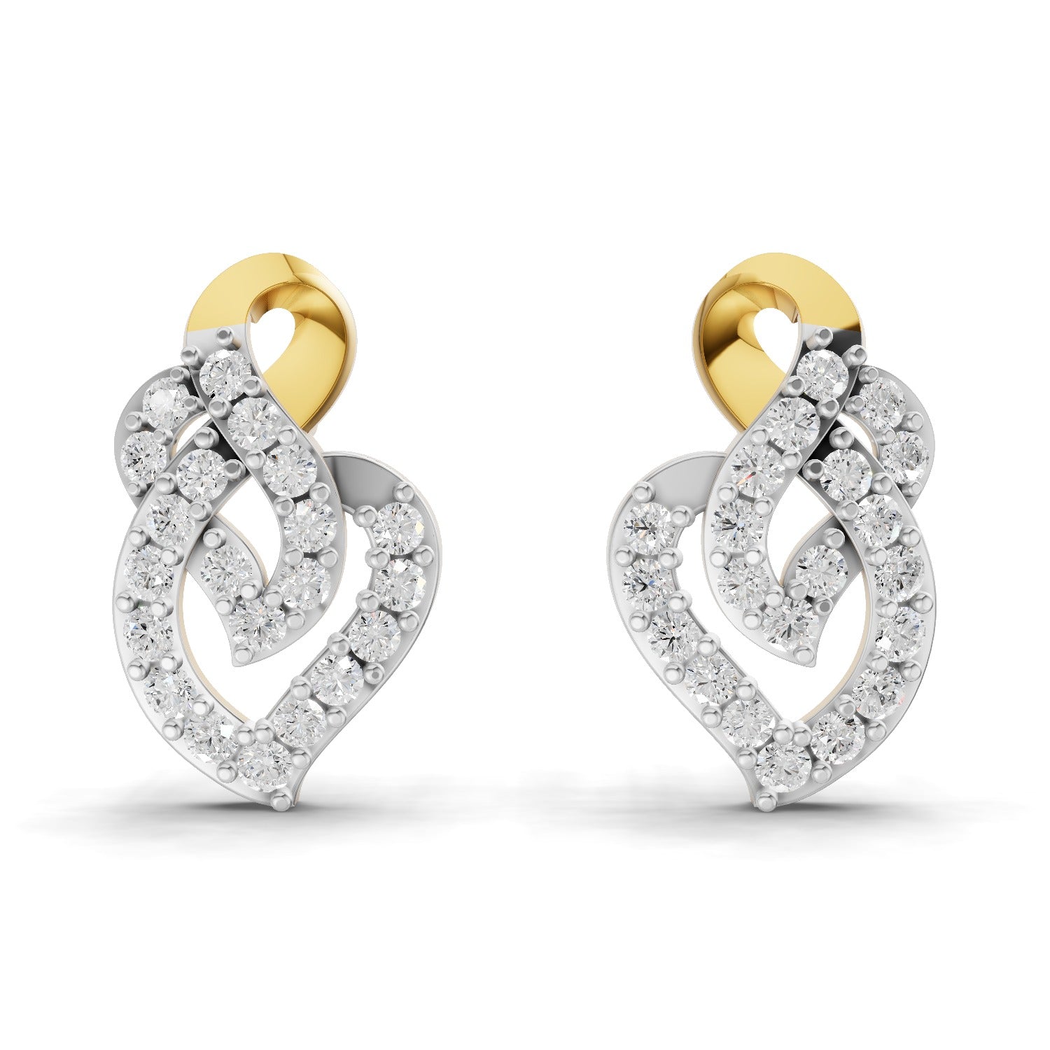 Lab Grown Diamond Earrings 0.47 Carat IGI Certified Round Shape 925 Sterling Silver Yellow Gold Plated Fashion Stud Earrings