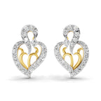 Lab Grown Diamond Earrings 0.73 Carat IGI Certified Round Shape F-G VS | 925 Sterling Silver Yellow Gold Plated Heart Fashion Earrings