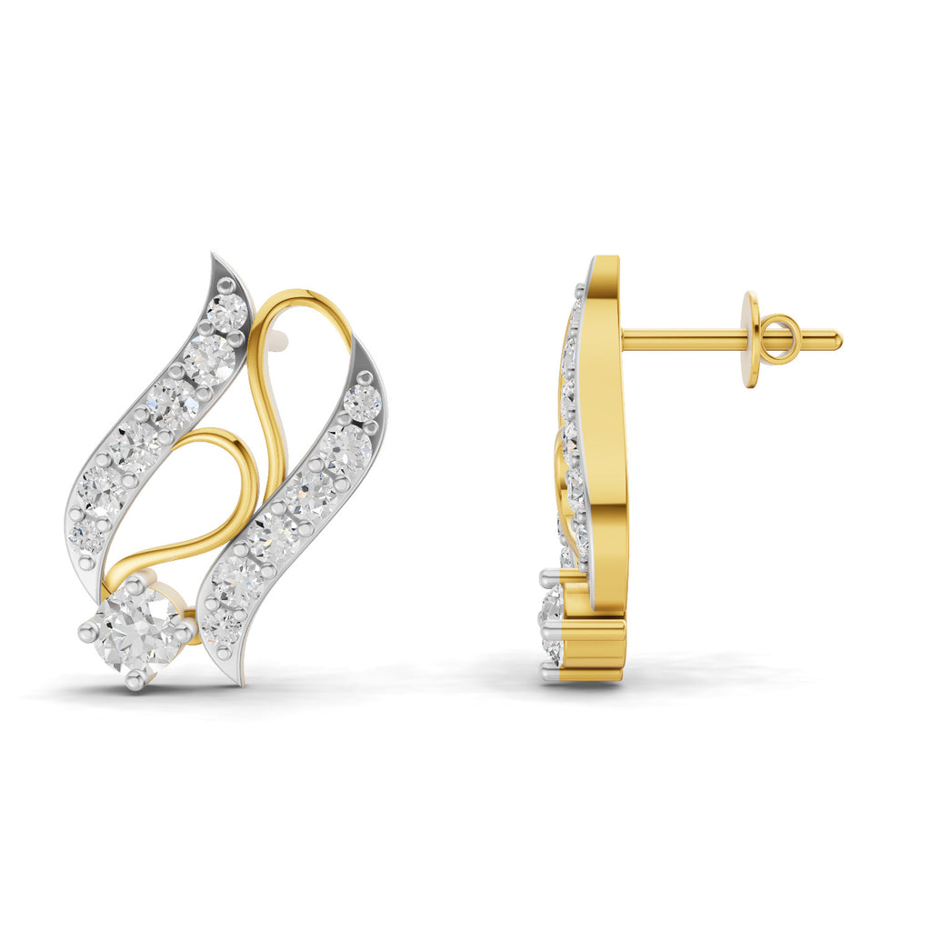 Lab Grown Diamond Earrings 1.18 Carat IGI Certified Round Shape 925 Sterling Silver Yellow Gold Plated Fashion Stud Earrings