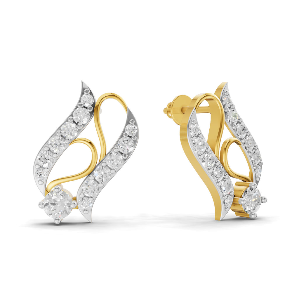 Lab Grown Diamond Earrings 1.18 Carat IGI Certified Round Shape 925 Sterling Silver Yellow Gold Plated Fashion Stud Earrings