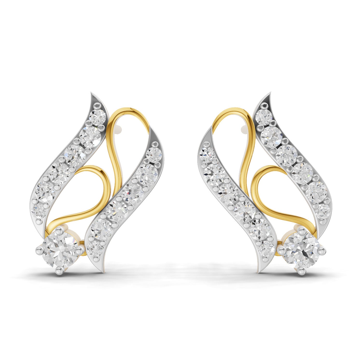 Lab Grown Diamond Earrings 1.18 Carat IGI Certified Round Shape 925 Sterling Silver Yellow Gold Plated Fashion Stud Earrings