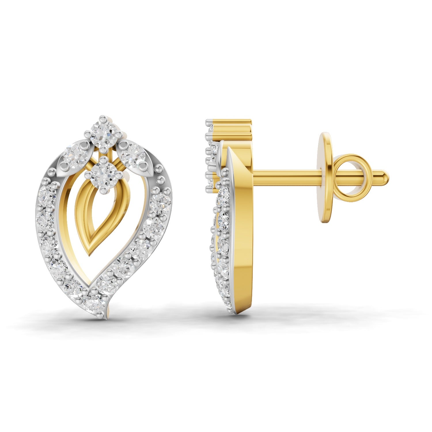 Lab Grown Diamond Earrings 0.31 Carat IGI Certified Round Shape 925 Sterling Silver Yellow Gold Plated Fashion Stud Earrings