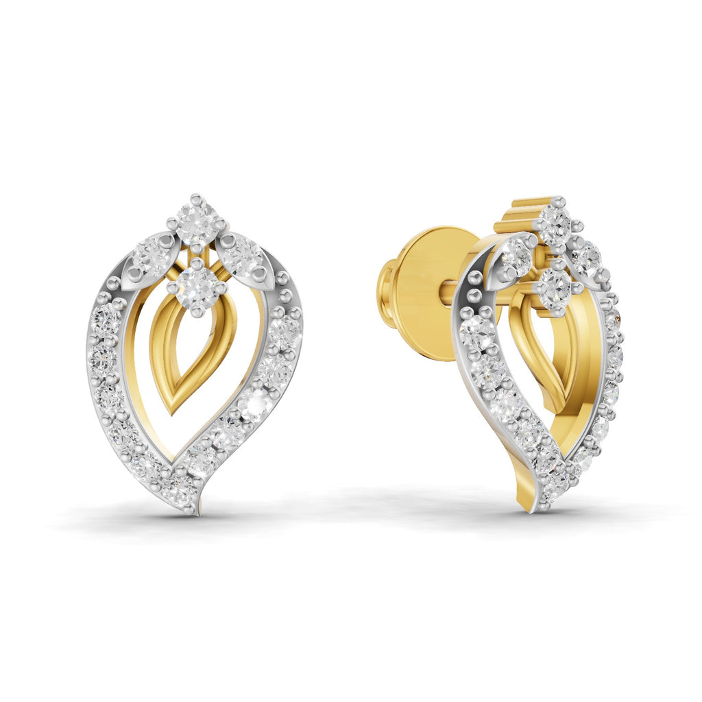Lab Grown Diamond Earrings 0.31 Carat IGI Certified Round Shape 925 Sterling Silver Yellow Gold Plated Fashion Stud Earrings