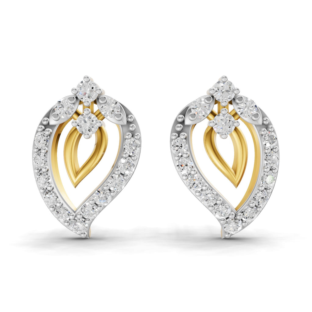Lab Grown Diamond Earrings 0.31 Carat IGI Certified Round Shape 925 Sterling Silver Yellow Gold Plated Fashion Stud Earrings