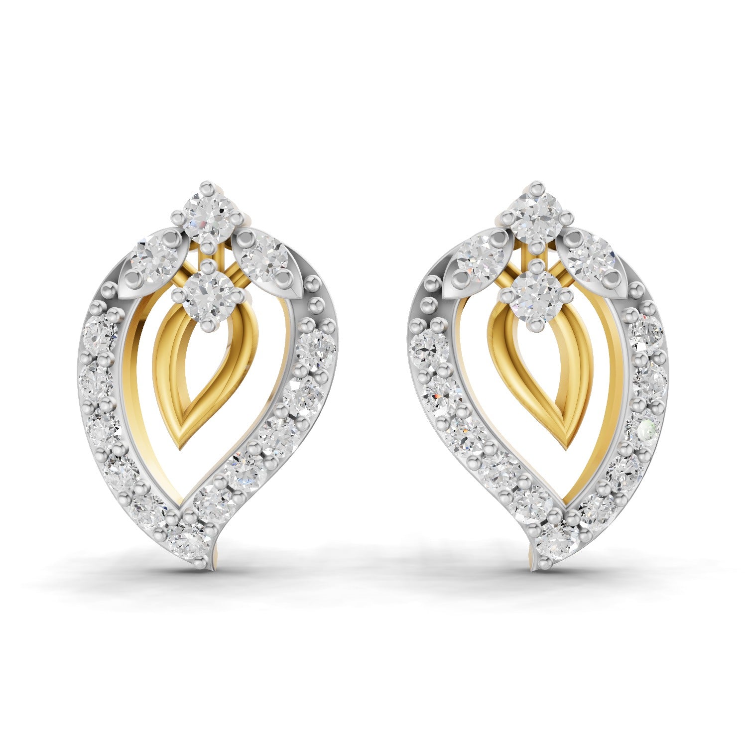Lab Grown Diamond Earrings 0.31 Carat IGI Certified Round Shape 925 Sterling Silver Yellow Gold Plated Fashion Stud Earrings