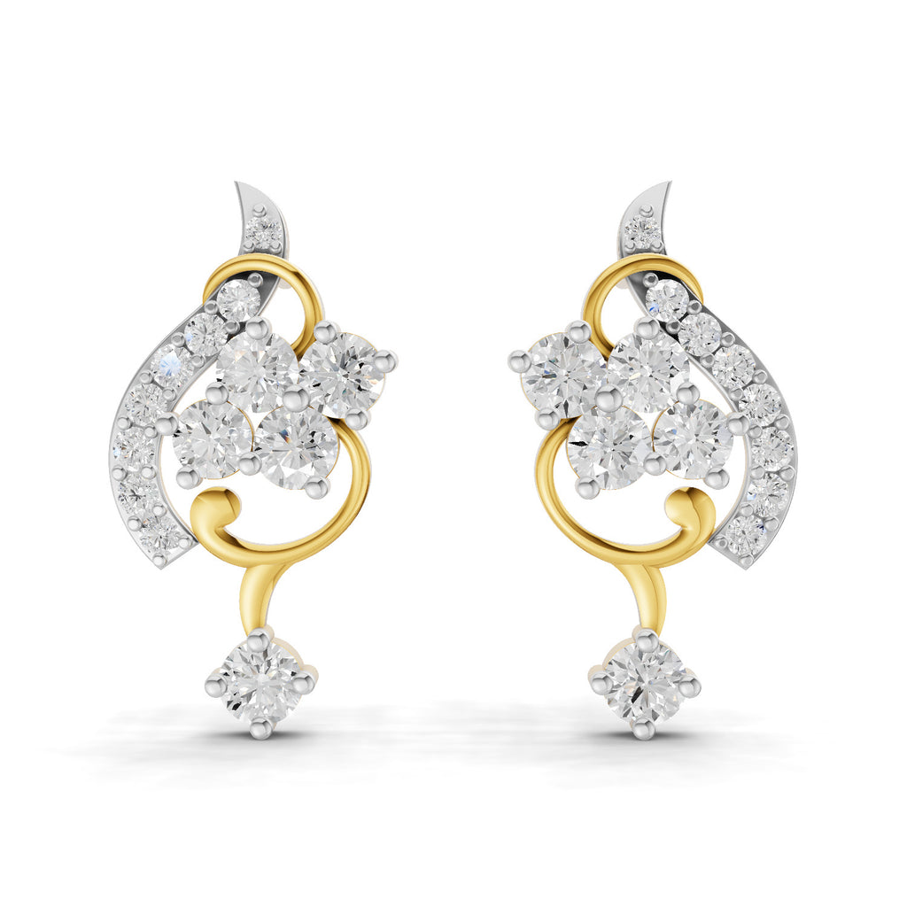 Lab Grown Diamond Earrings 1.34 Carat IGI Certified Round Shape 925 Sterling Silver Yellow Gold Plated Fashion Stud Earrings