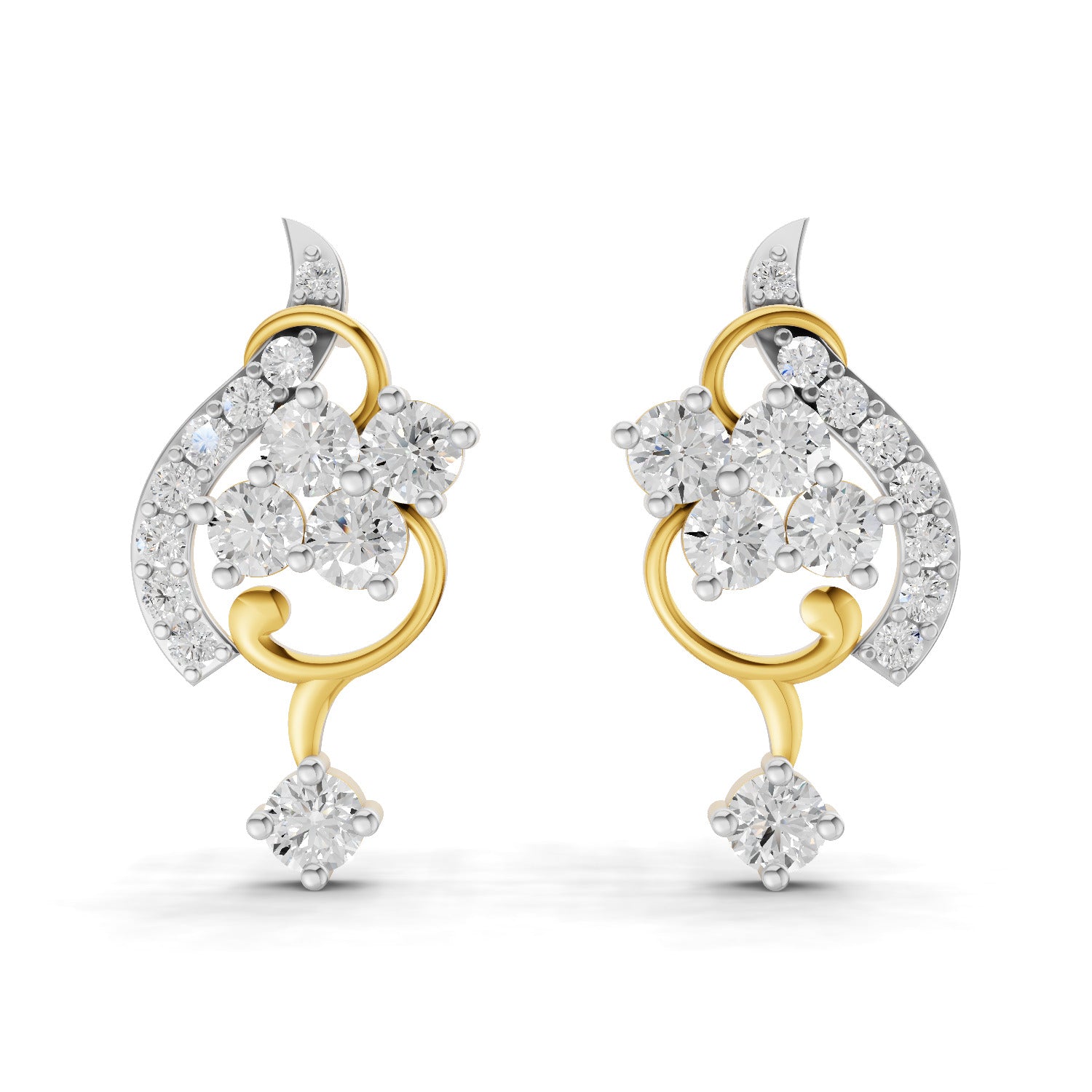 Lab Grown Diamond Earrings 1.34 Carat IGI Certified Round Shape 925 Sterling Silver Yellow Gold Plated Fashion Stud Earrings