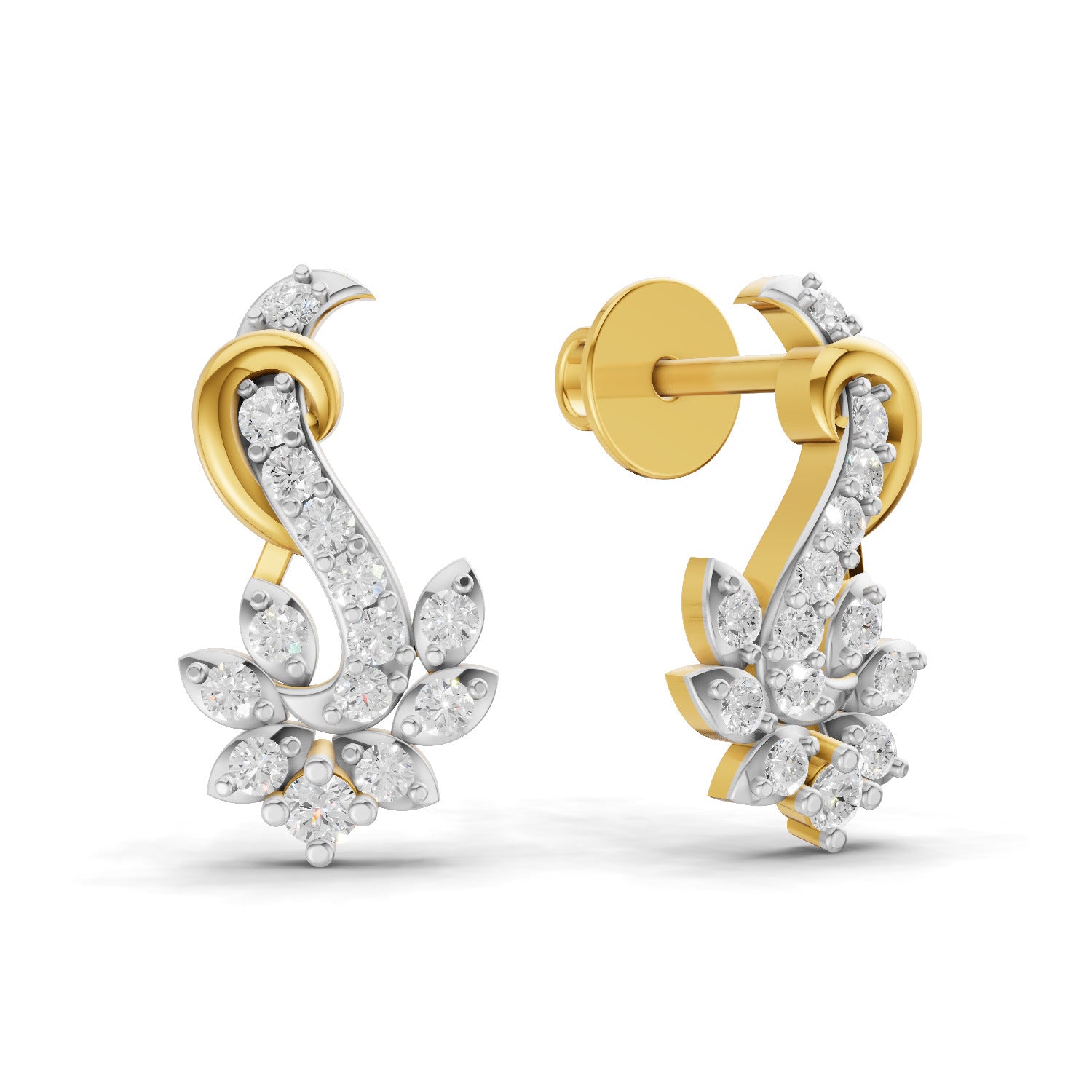 Lab Grown Diamond Earrings 0.3 Carat IGI Certified Round Shape 925 Sterling Silver Yellow Gold Plated Fashion Stud Earrings