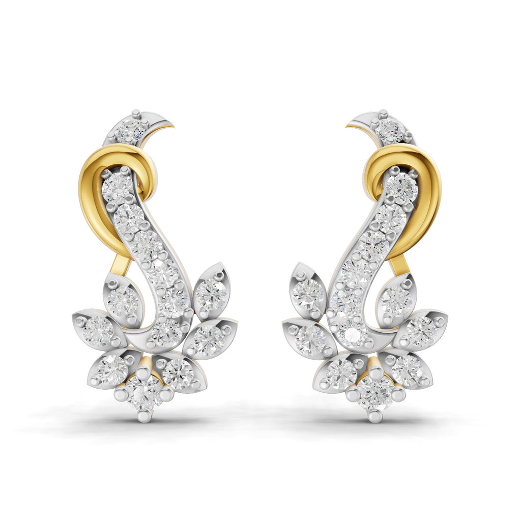 Lab Grown Diamond Earrings 0.3 Carat IGI Certified Round Shape 925 Sterling Silver Yellow Gold Plated Fashion Stud Earrings