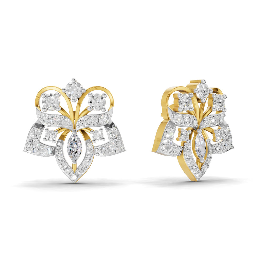 Lab Grown Diamond Earrings 2.48 Carat IGI Certified Round Shape 925 Sterling Silver Yellow Gold Plated Fashion Stud Earrings