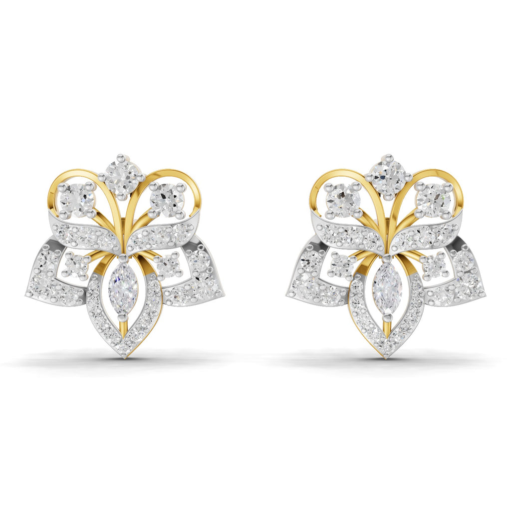 Lab Grown Diamond Earrings 2.48 Carat IGI Certified Round Shape 925 Sterling Silver Yellow Gold Plated Fashion Stud Earrings