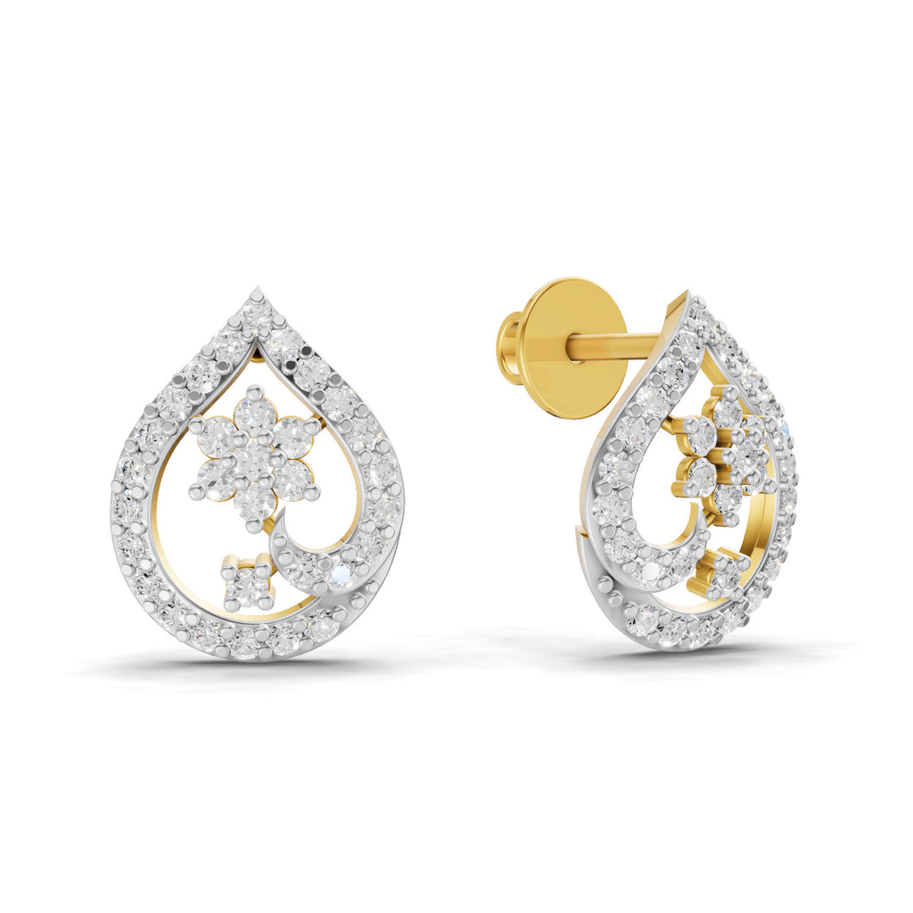 Lab Grown Diamond Earrings 1.4 Carat IGI Certified Round Shape 925 Sterling Silver Yellow Gold Plated Fashion Stud Earrings