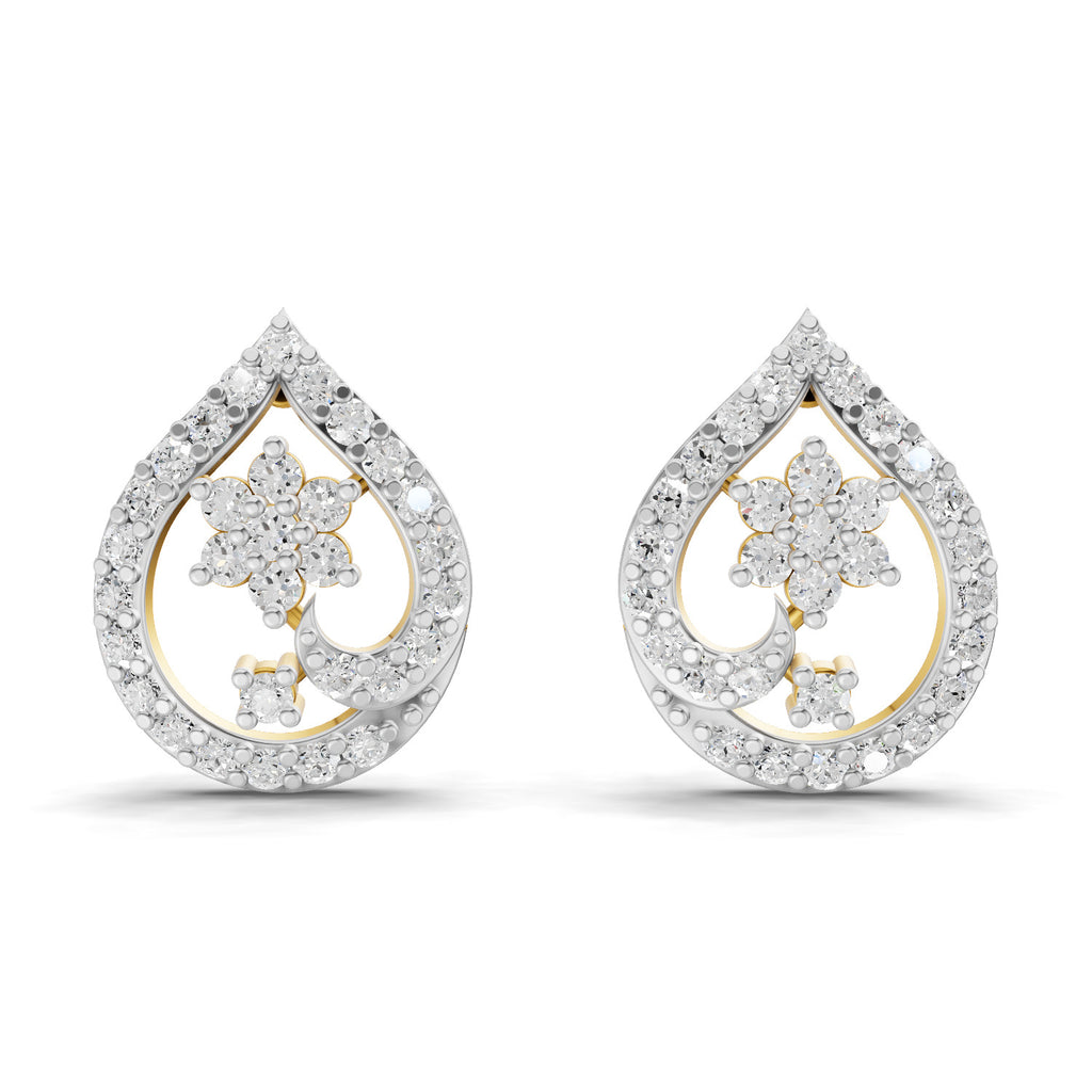 Lab Grown Diamond Earrings 1.4 Carat IGI Certified Round Shape 925 Sterling Silver Yellow Gold Plated Fashion Stud Earrings