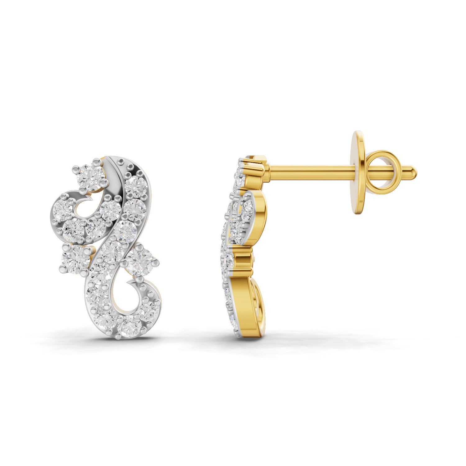 Lab Grown Diamond Earrings 0.42 Carat IGI Certified Round Shape 925 Sterling Silver Yellow Gold Plated Fashion Stud Earrings
