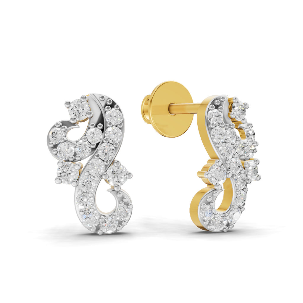 Lab Grown Diamond Earrings 0.42 Carat IGI Certified Round Shape 925 Sterling Silver Yellow Gold Plated Fashion Stud Earrings