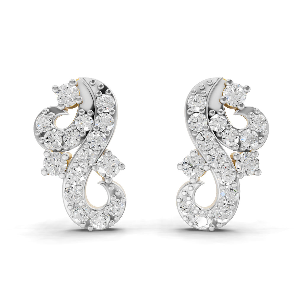 Lab Grown Diamond Earrings 0.42 Carat IGI Certified Round Shape 925 Sterling Silver Yellow Gold Plated Fashion Stud Earrings