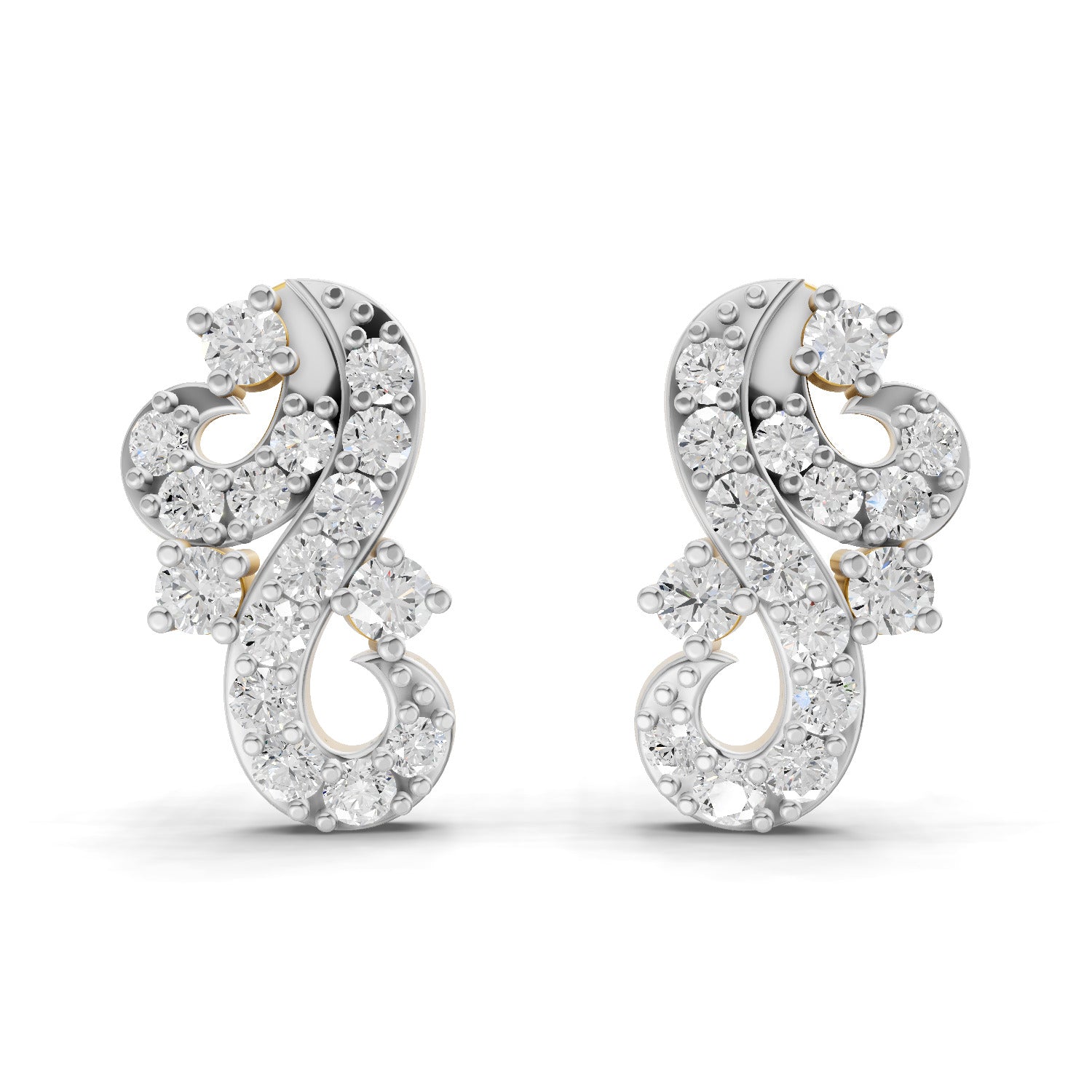 Lab Grown Diamond Earrings 0.42 Carat IGI Certified Round Shape 925 Sterling Silver Yellow Gold Plated Fashion Stud Earrings