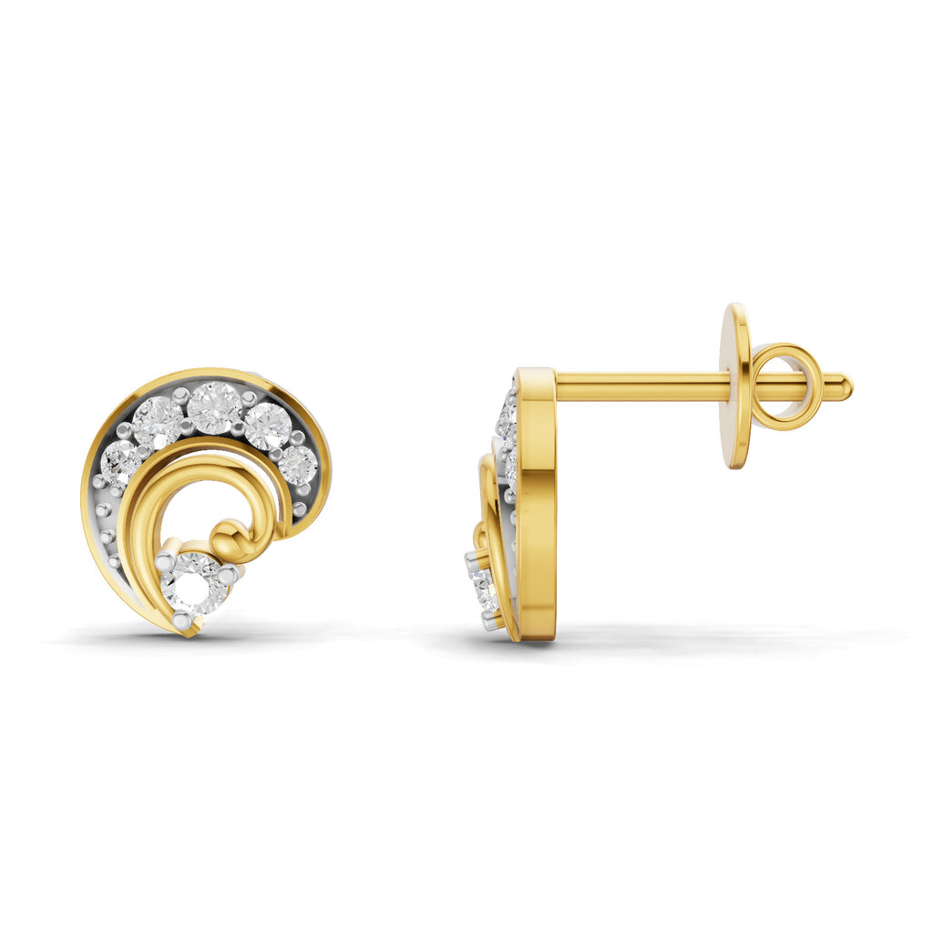 Lab Grown Diamond Earrings 0.25 Carat IGI Certified Round Shape 925 Sterling Silver Yellow Gold Plated Fashion Stud Earrings
