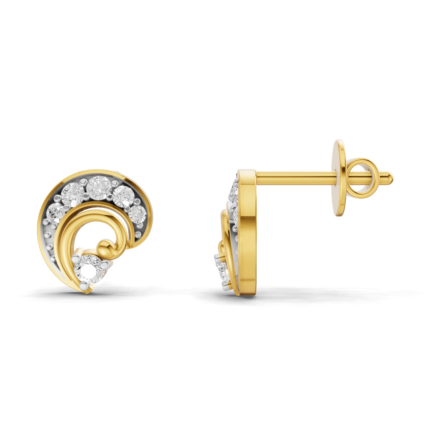 Lab Grown Diamond Earrings 0.25 Carat IGI Certified Round Shape 925 Sterling Silver Yellow Gold Plated Fashion Stud Earrings