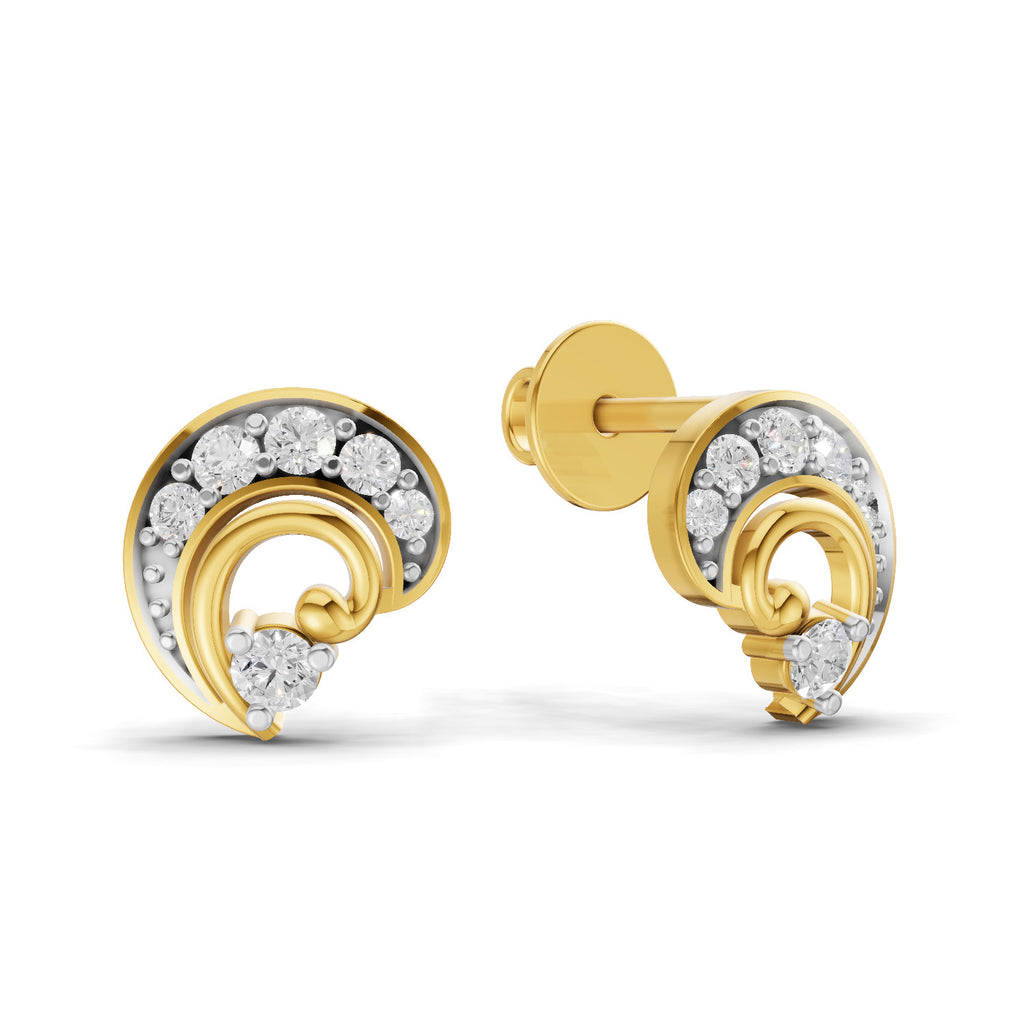 Lab Grown Diamond Earrings 0.25 Carat IGI Certified Round Shape 925 Sterling Silver Yellow Gold Plated Fashion Stud Earrings