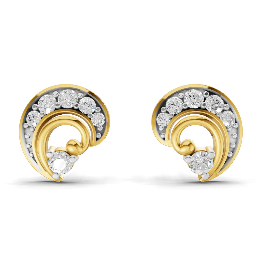 Lab Grown Diamond Earrings 0.25 Carat IGI Certified Round Shape 925 Sterling Silver Yellow Gold Plated Fashion Stud Earrings