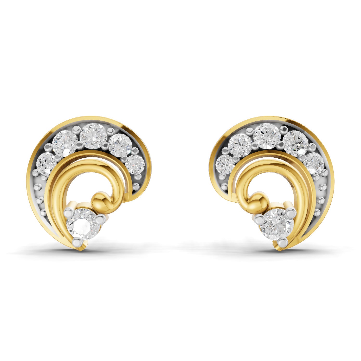 Lab Grown Diamond Earrings 0.25 Carat IGI Certified Round Shape 925 Sterling Silver Yellow Gold Plated Fashion Stud Earrings
