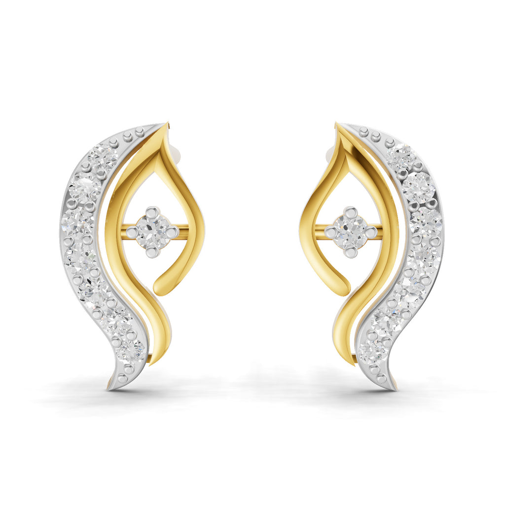 Lab Grown Diamond Earrings 0.18 Carat IGI Certified Round Shape 925 Sterling Silver Yellow Gold Plated Fashion Stud Earrings