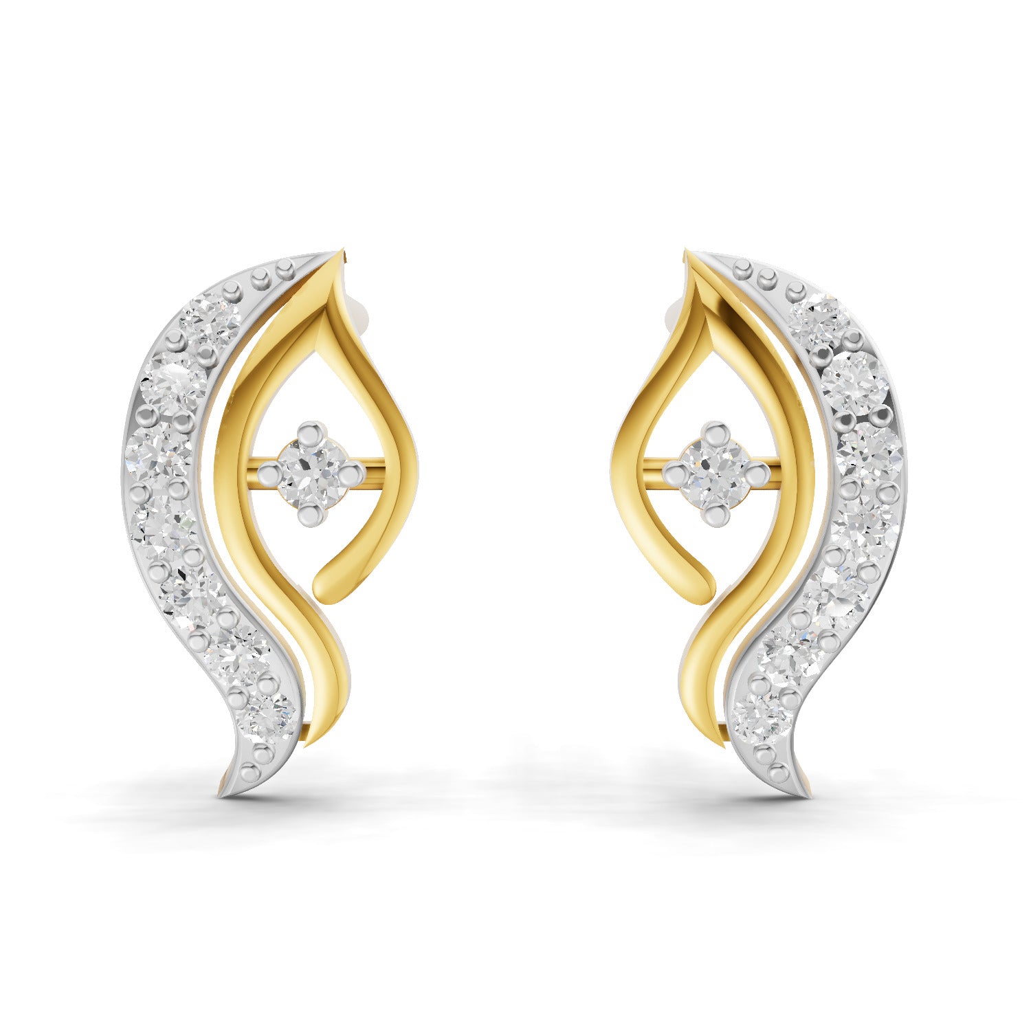 Lab Grown Diamond Earrings 0.18 Carat IGI Certified Round Shape 925 Sterling Silver Yellow Gold Plated Fashion Stud Earrings