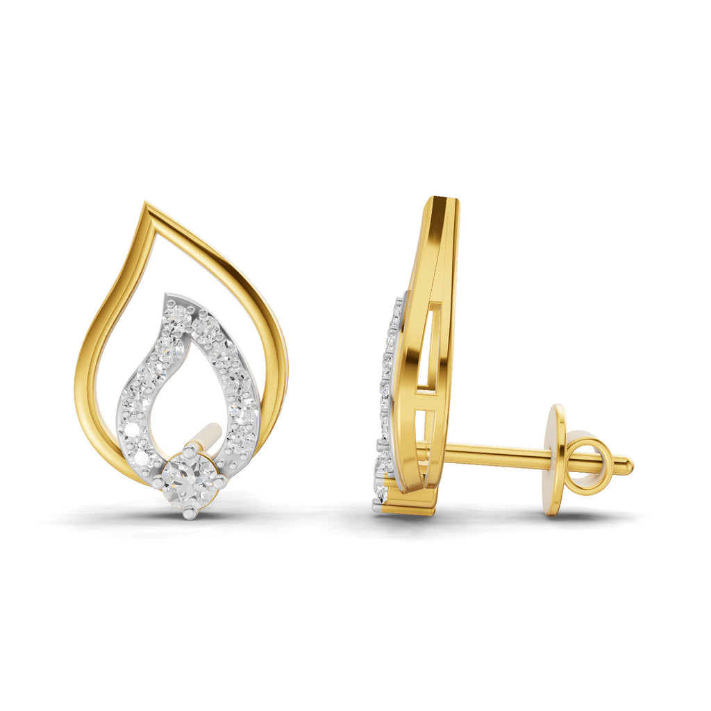 Lab Grown Diamond Earrings 0.36 Carat IGI Certified Round Shape 925 Sterling Silver Yellow Gold Plated Fashion Stud Earrings