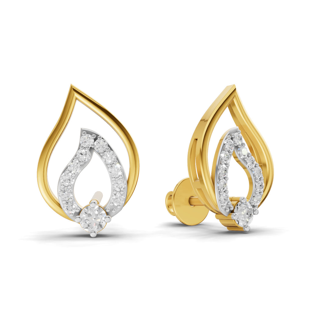 Lab Grown Diamond Earrings 0.36 Carat IGI Certified Round Shape 925 Sterling Silver Yellow Gold Plated Fashion Stud Earrings