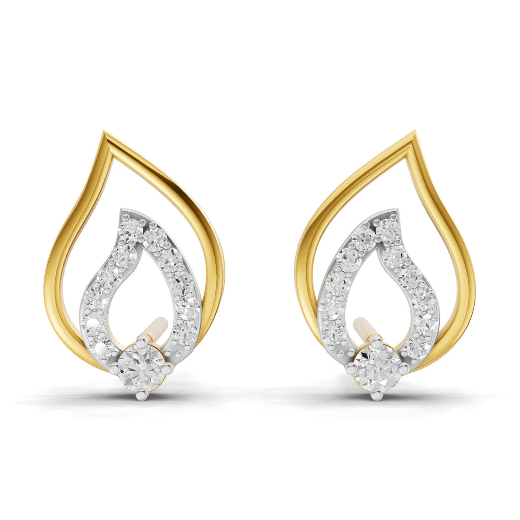 Lab Grown Diamond Earrings 0.36 Carat IGI Certified Round Shape 925 Sterling Silver Yellow Gold Plated Fashion Stud Earrings