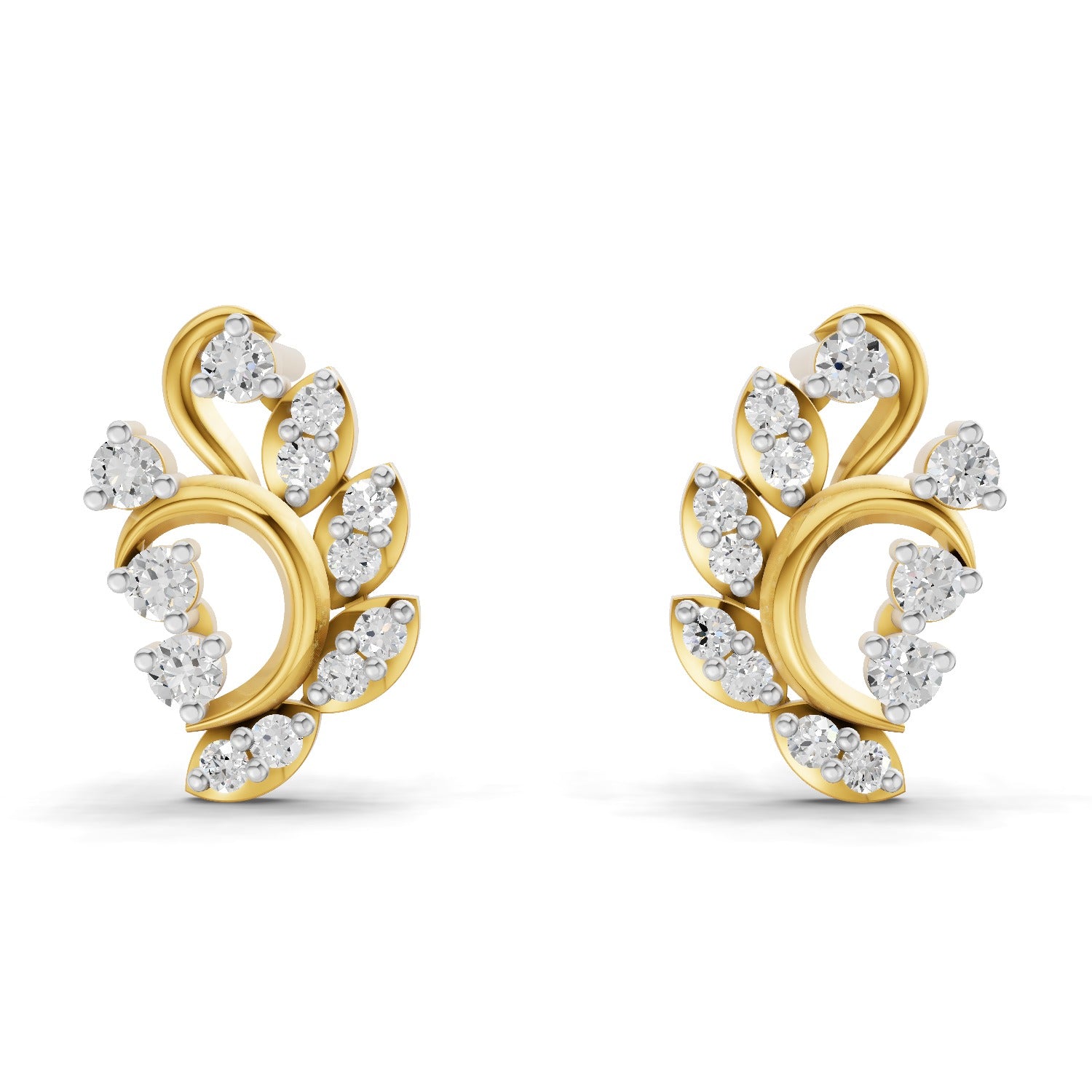 Lab Grown Diamond Earrings 0.27 Carat IGI Certified Round Shape 925 Sterling Silver Yellow Gold Plated Fashion Stud Earrings