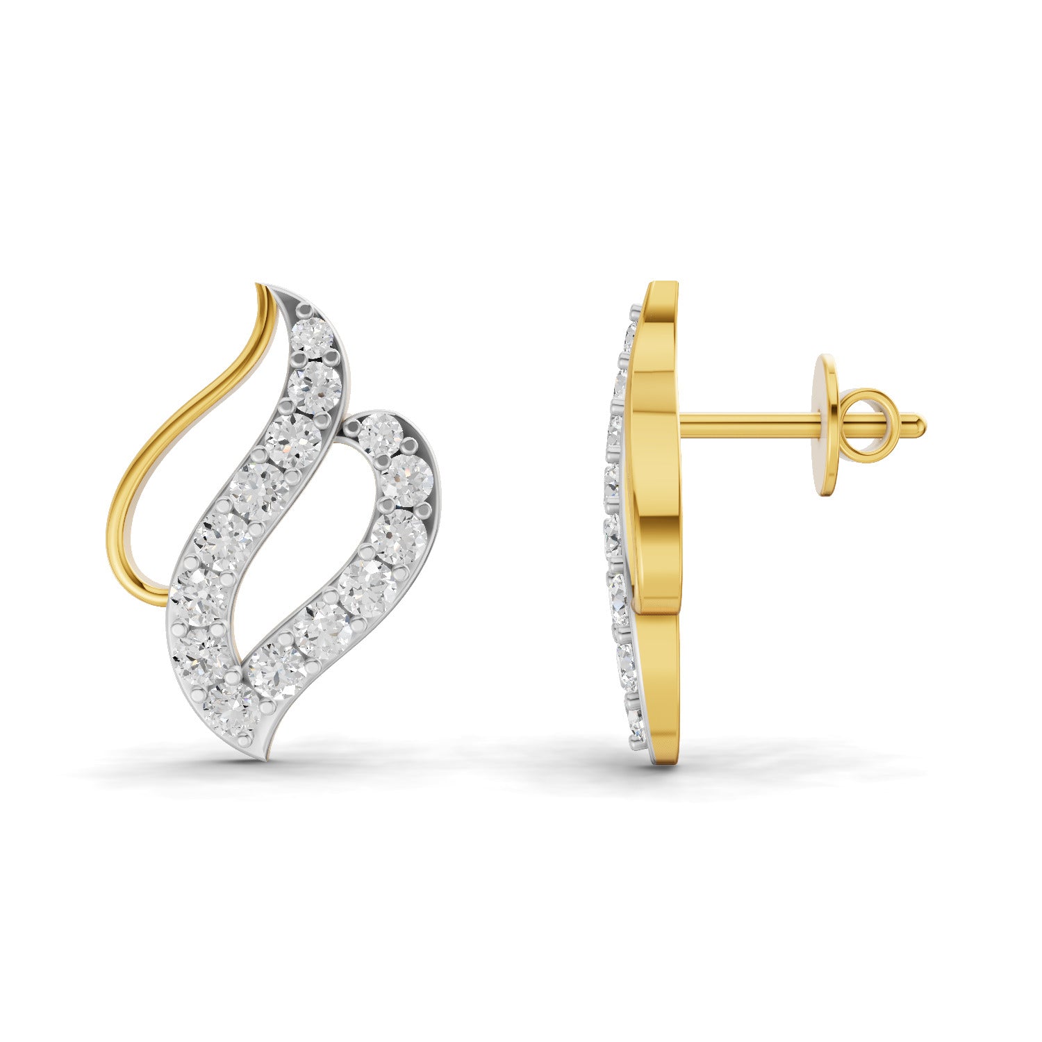 Lab Grown Diamond Earrings 0.94 Carat IGI Certified Round Shape 925 Sterling Silver Yellow Gold Plated Fashion Stud Earrings