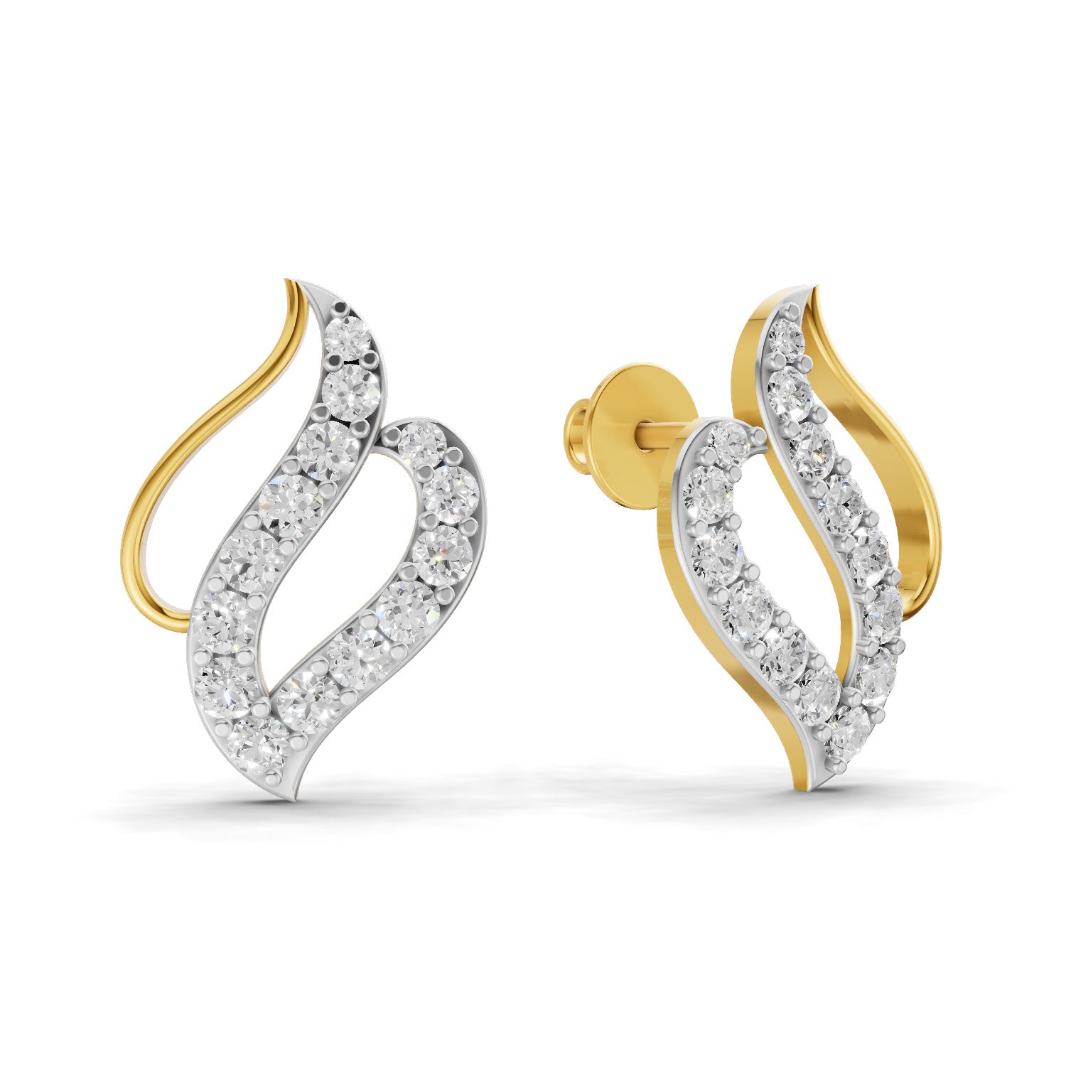 Lab Grown Diamond Earrings 0.94 Carat IGI Certified Round Shape 925 Sterling Silver Yellow Gold Plated Fashion Stud Earrings