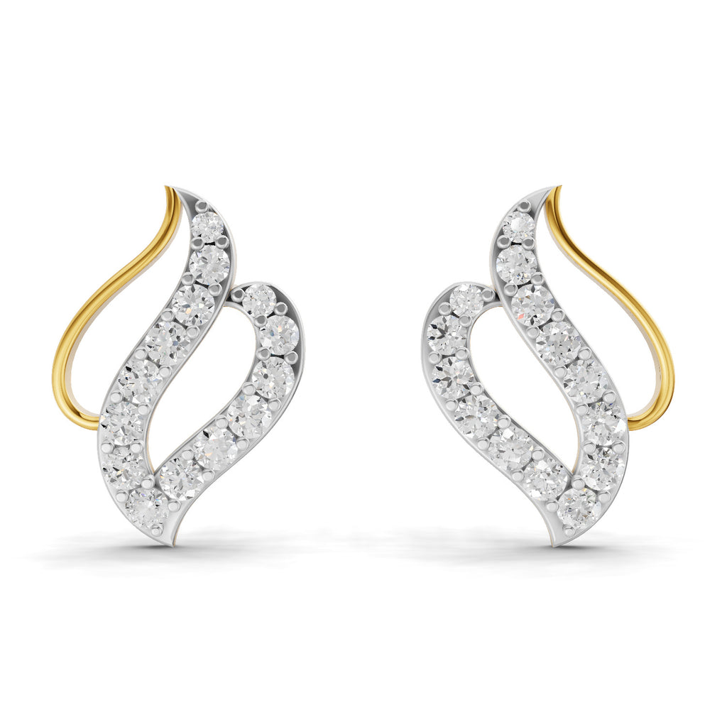 Lab Grown Diamond Earrings 0.94 Carat IGI Certified Round Shape 925 Sterling Silver Yellow Gold Plated Fashion Stud Earrings
