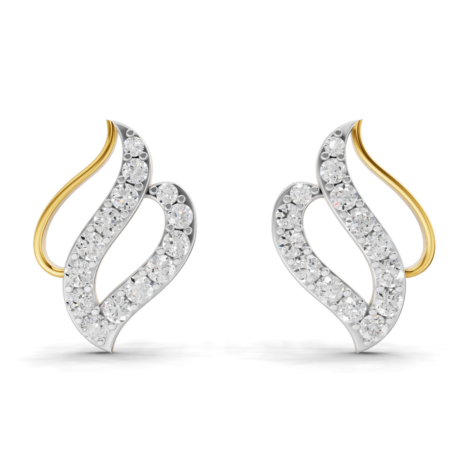 Lab Grown Diamond Earrings 0.94 Carat IGI Certified Round Shape 925 Sterling Silver Yellow Gold Plated Fashion Stud Earrings