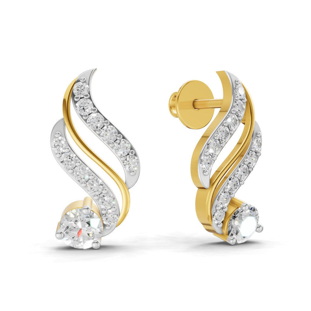 Lab Grown Diamond Earrings 0.89 Carat IGI Certified Round Shape 925 Sterling Silver Yellow Gold Plated Fashion Stud Earrings