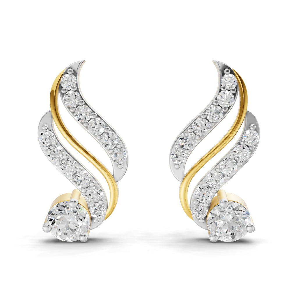 Lab Grown Diamond Earrings 0.89 Carat IGI Certified Round Shape 925 Sterling Silver Yellow Gold Plated Fashion Stud Earrings