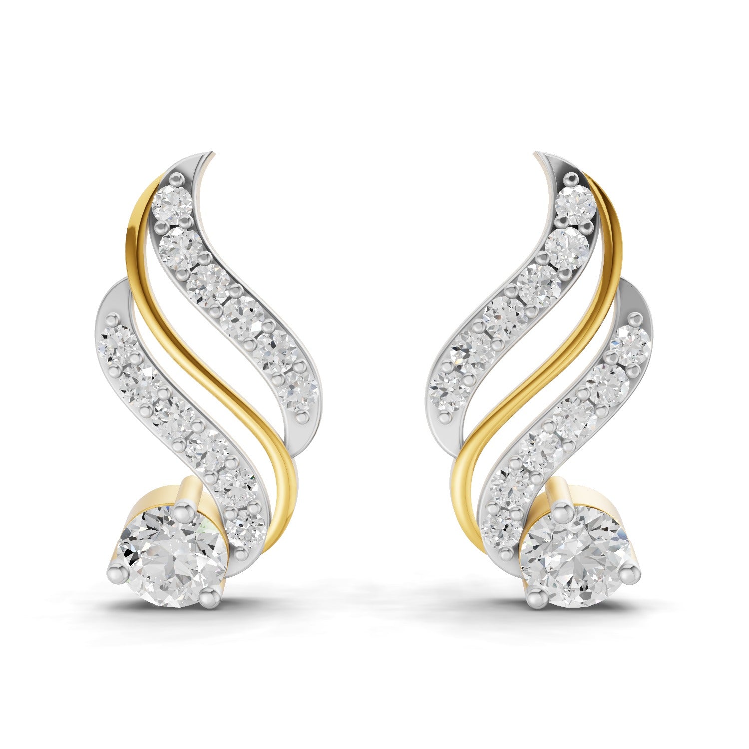 Lab Grown Diamond Earrings 0.89 Carat IGI Certified Round Shape 925 Sterling Silver Yellow Gold Plated Fashion Stud Earrings