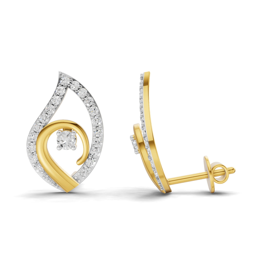 Lab Grown Diamond Earrings 0.92 Carat IGI Certified Round Shape 925 Sterling Silver Yellow Gold Plated Fashion Stud Earrings