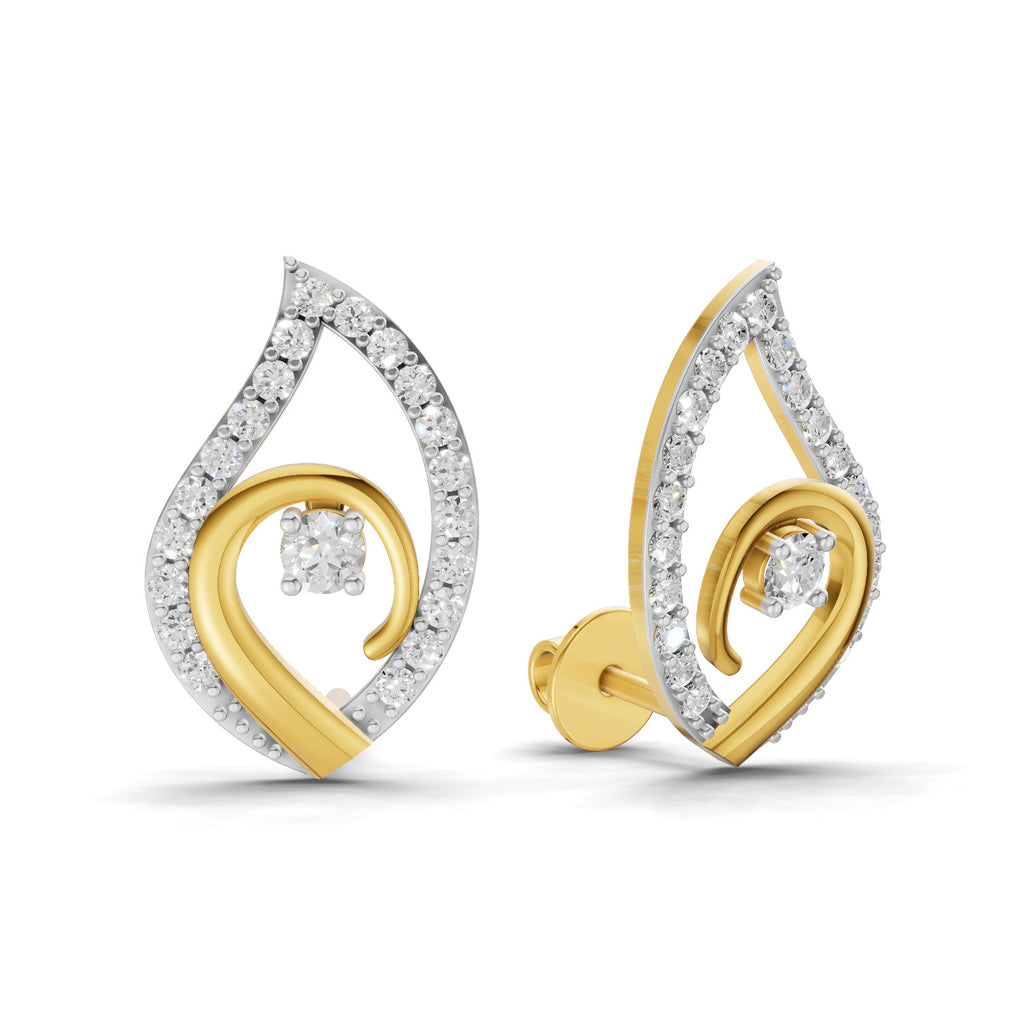 Lab Grown Diamond Earrings 0.92 Carat IGI Certified Round Shape 925 Sterling Silver Yellow Gold Plated Fashion Stud Earrings