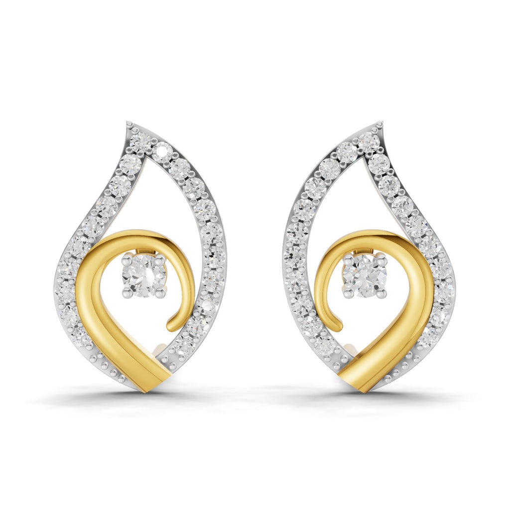 Lab Grown Diamond Earrings 0.92 Carat IGI Certified Round Shape 925 Sterling Silver Yellow Gold Plated Fashion Stud Earrings